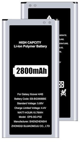 Batteria per Samsung Galaxy Xcover 4, 2800 mAh, batteria di ricambio agli ioni di litio per Galaxy Xcover 4S (EB-BG390BBE)