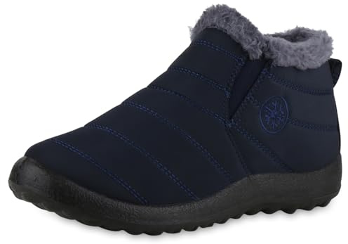 VAN HILL Damen Stiefeletten Winter Boots Warm Gefüttert Gesteppt Prints