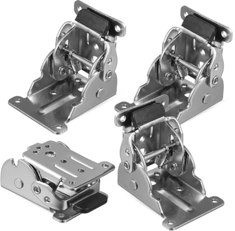 Yardenfun Klappscharnier 4 Stück Selbstverriegelnd 90° Stahl Klappscharniere Für Klapptische Bett Regale Werkbank Montage