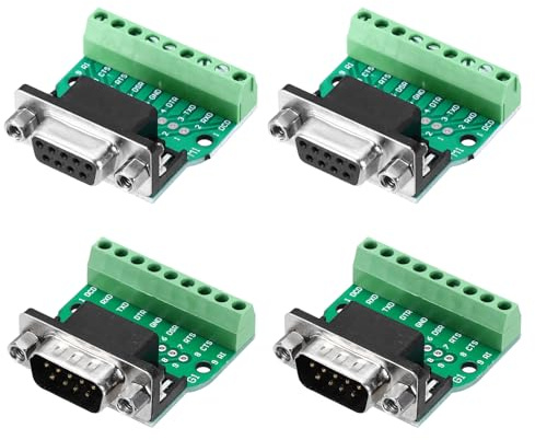 sourcing map Lot de 4 connecteurs VGA VGA9 mâle femelle 9 broches 2 rangées mâles femelles sans soudure pour équipement mécanique CNC ordinateurs avec vis moletées