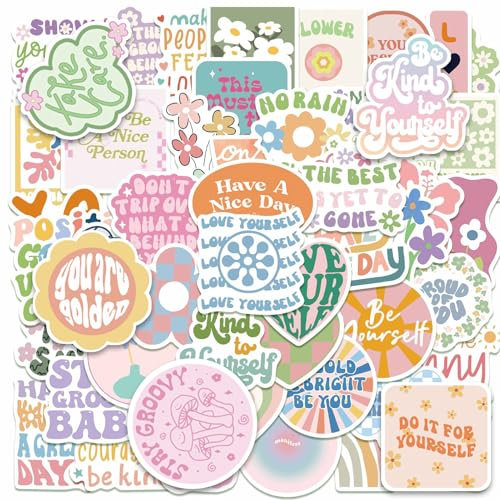100Pcs Motivational Stickers, Pink Vinyl Waterproof Stickers for Journals Laptops Water Bottles Cute Aesthetic Inspirational Sticker for Phone Car Positive Motivational Quotes for Adults Kids Teen