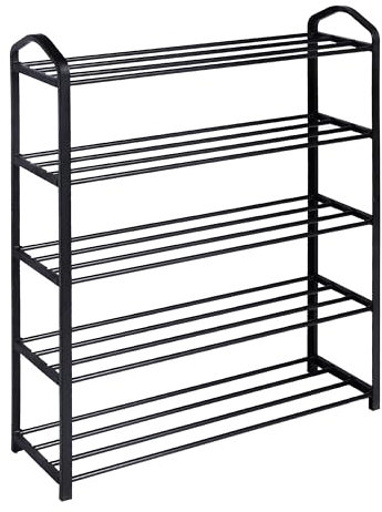 DUPI Zapatero Metálico Easy | Capacidad Amplia con 5 Niveles | Diseño Versátil y Ventilado | Montaje Fácil | Estilo Elegante | 5 Estantes | Negro