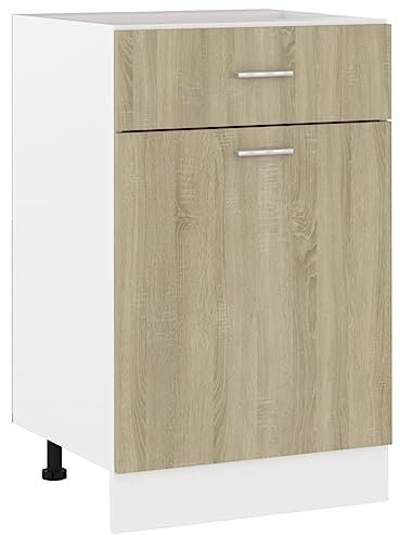 Myheimly Schubunterschrank Sonoma-Eiche 50x46x81,5 cm Holzwerkstoff Küchenschrank Küchenzeile Küchenmöbel Unterschrank Küchenunterschrank Schrank
