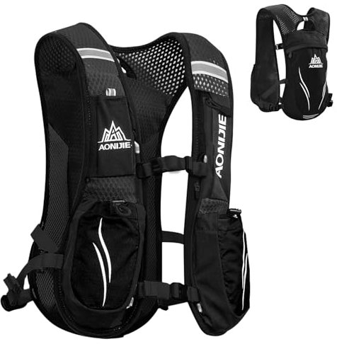 Azarxis 5.5L Trinkrucksack, Ultraleichter Laufrucksack, Trail Rucksack, Hydrationspack für Laufen, Joggen, Wandern, Marathon (Schwarz, Einheitsgröße)