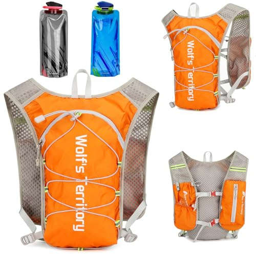 Laufweste für Damen und Herren,Trinkrucksack 1.4L,Running Vest,Trinkweste Laufen mit 700ml Wasserflasche,2 Stück 700ML Faltbare Trinkflasche,Trinkrucksack Laufen Trailrunning