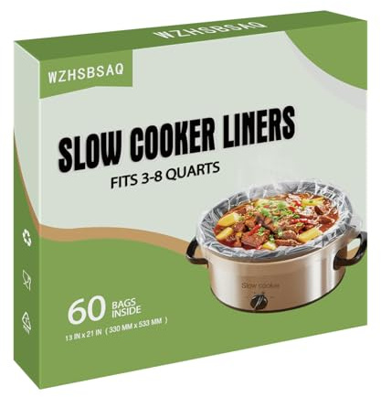 WZHSBSAQ Lot de 60 sacs de cuisson jetables en plastique pour mijoteuses de 3 à 8 litres, 33 x 53,3 cm.