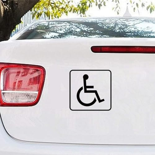 Lot de 2 autocollants pour fenêtre de voiture handicapés - Panneau en vinyle pour véhicules handicapés - Pour véhicules, camionnettes et pare-chocs - Noir