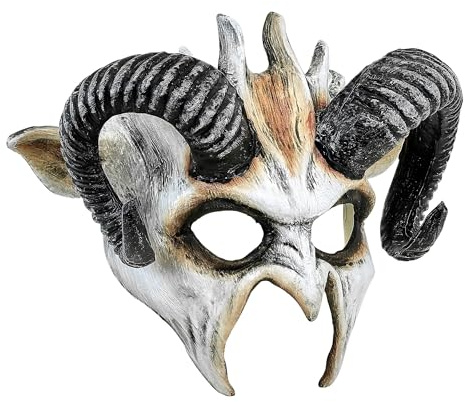 W WIDMANN MILANO Party Fashion - Augenmaske mit Hörnern für Erwachsene, Schamanen Maske, Accessoire Halloween, Karneval