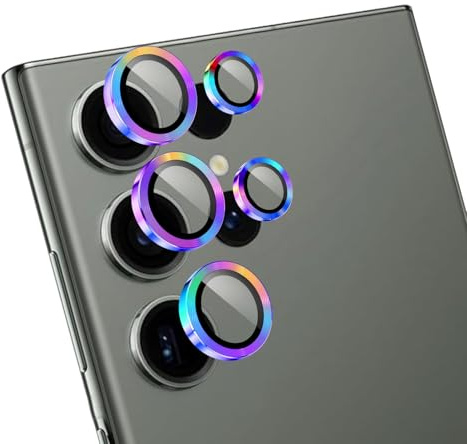 LZAYN 1 Pack Camera Lens Protector for Samsung Galaxy S23 Ultra | Full Cover Anti Scratch HD Tempered Glass,Metal Individual Ring Lens Protectors,Colorful Titanium Smartphone Camera Lens
