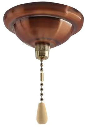 FSLiving Bathroom Light Pull Cord and Fitting Kit, Copper Red Antique Bathroom Light Switch with Ceiling Pendant Cord, Chain Length 100 cm for Ceiling Light Fan, Bathroom Light PJ1006