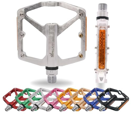 IMPALAPRO Alu Plattform Pedale Fahrrad CNC mit Reflektor 298g | Pedalen Fahrrad mit Reflektor, rutschfeste Fahrradpedale, Mittelplattform 100x95mm, 12 Pins, Cr-Mo Achse