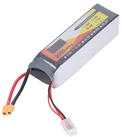 Batterie Lipo 8000mAh 60C, taux de décharge 11.1V 3S, Prise XT60, Batterie RC pour modèle de Voiture, hélicoptère RC