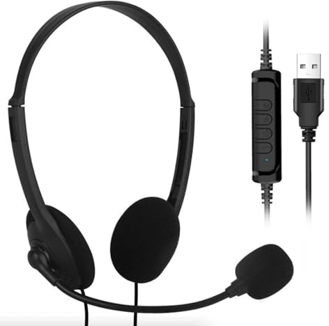MOOKEENONE Wired Headset Computer Headphones with Noise Cancelling Mic for PC Laptop