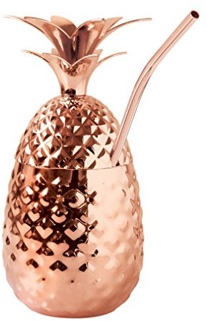 Oggi Gobelet Ananas en Paille - 350 ML - Cuivre