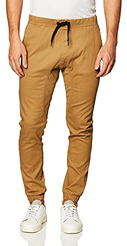 Southpole Young Men’s Basic Stretch Twill Jogger Pants Pants, Tobacco, Medium