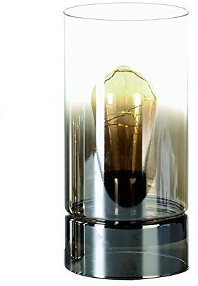 Casablanca - Dekoleuchte - Edison - Glas - klar/Silber - 10 LED - 2xAAA Batterien - Nicht im Lieferumfang enthalten - 1 Stück DekolampeTimer 6h an/18h aus