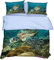 AYMAYO Bettwäsche Set Für Kinderbettwäsche Jugendbettwäsche Meerestiere, Fische,Schildkröte Und Korallen,Bettbezug 135x200 cm 100% Baumwolle