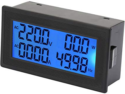 Wechselstrom-Digital-Amperemeter-Voltmeter, 0~20A 60~500V LCD-Multifunktions-Wirkleistungsfrequenz-Messgerät für elektrische Energie, 6 in 1 4-stelliges Leistungsüberwachungsfeld