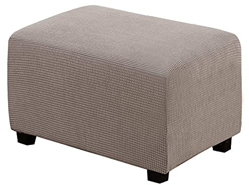 CLGTY Rechteckig Ottomane Schonbezug Stretch, Jacquard Hockerbezug Falten Weich Antirutsch Bezug Für Ottomane Mit Elastischem Boden Sofahusse Für Haustier-braun-X-Groß
