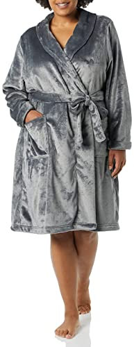 Amazon Essentials Vestaglia in Pile Ai Media Lunghezza (Taglie Forti Disponibili) Donna, Grigio Scuro, S