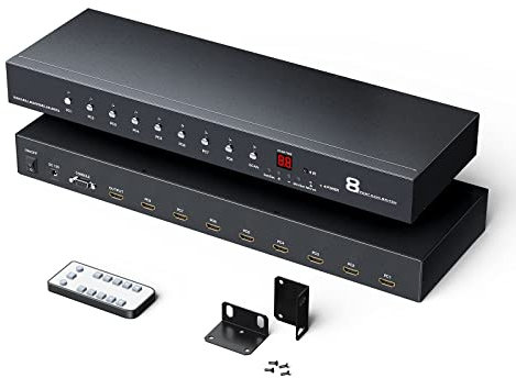Yinker 4K60Hz HDMI Switch 8 in 1 Out mit IR-Fernbedienung HDMI-Kabel RS232