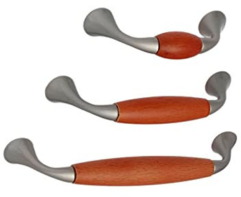 dilou Möbelgriffe aus Zink/Mittelteil Holz in 4 Farben und 3 Längen Halter Griffe Schrankgriff Schubladengriff (128mm, kirschbaum)