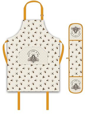 SiXsigma Sports Cooking Chefs Apron With Double Oven Gloves - Quick Dry Kitchen Cotton Apron's For Cooking, Baking & BBQ Grill - Perfect Mothers Day Gifts (Apron and Double Oven gloves set Novelty)