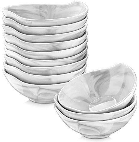 MALACASA, Serie Ramekin.Dish, 12-teilig Set Marmor porzellan 4,3/11cm/100ml SUPER Mini Dessertschale Dessertschälchen Snackschale Dessert, Snack, Chips, Nuss, Schälchen Muffin, Kuchenform