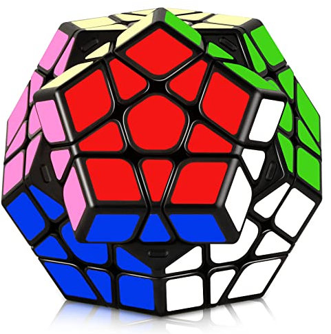 JOPHEK Megaminx, Dodécaèdre Speed Cube 3x3 Dodecaedro, Puzzle Mágico Súper Duradero y Fácil Giro (Adhesivos Negros)