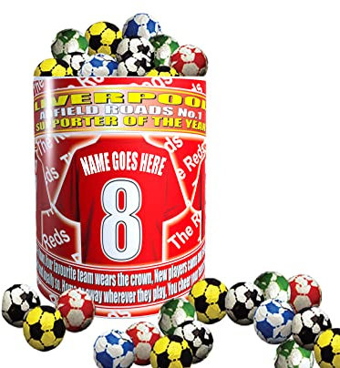 Liverpool Personalised Football Team Shirt Mug Gift with Chocolate Footballs, White