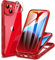 CENHUFO Compatible with iPhone 14 Case Built-in Glass Screen Protector with Camera Lens Protector, 360°Full Body Heavy Duty Protective Phone Case for iPhone 14 Case Shockproof -Red