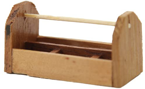 Melody Jane Puppenhaus Rustikaler Werkzeugkasten aus Holz Miniatur Gartenhaus Arbeit Zubehör