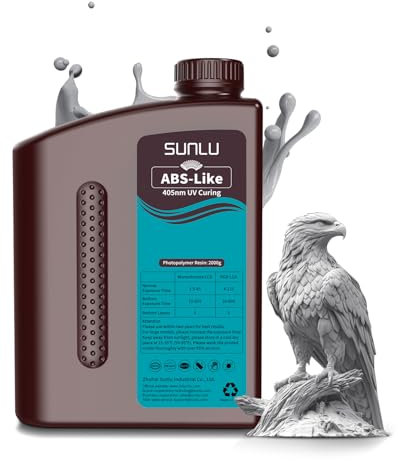 SUNLU ABS-Like 3D Drucker Resin 2KG, 405nm UV-härtendes Standard Photopolymer Schnellharz für den LCD/DLP/SLA 3D Printing, Nicht-spröde & Hohe Präzision, Grau 2000G