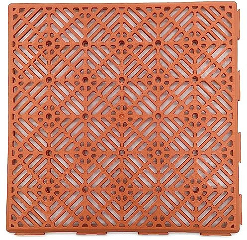 Losetas de plástico antihumedad Teja 30 x 30 x 1,5 cm - Suelo económico para zonas húmedas, suelos de terrazas, suelos de piscinas