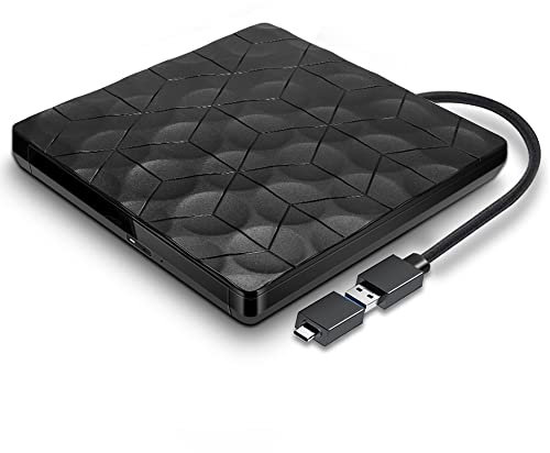 Comter Externes CD DVD Laufwerk, USB 3.0 USB-C Portable DVD/CD Leser und CD DVD-/+RW Brenner/Plug&Play/Low Noise für Laptop, Desktop, PC, Mac