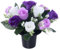 Caliko 25cm Grave Flower Pots Improved Design | Artificial Flowers for Graves in Pots | 12 Head Purple Ivory Cemetery Decorative Artificial Flowers for Christmas & Grave decoration | Grave Ornaments.