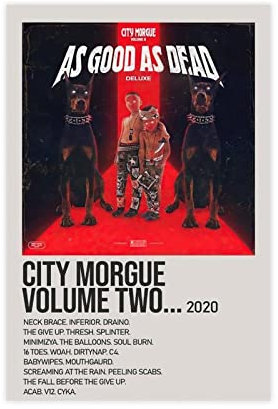 City Morgue Volume Two As Good As Dead By Zillakami Sänger Musikcover Poster Leinwand Poster Wandkunst Dekor Druck Bild Gemälde für Wohnzimmer Schlafzimmer Dekoration Rahmen Stil 30 x 45 cm