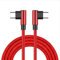 YSJJZRL Câble tressé en Nylon USB C vers USB C Coudes Doubles à 90 degrés Cordon de Charge Rapide 60W 3A PD pour Samsung Galaxy S20, Pixel, Tablette LG, etc. (1M,Rouge)