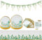 Grün Partygeschirr Set für 24 Gäste, Geburtstag Party Geschirr mit Pappteller Becher Servietten Tischdecke Banner für Baby Shower Deko, Babyparty Deko, Hochzeit, Geburtstag