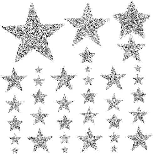 EXCEART 50 Stück Fünfzackige Stern-Stoffaufkleber Hotfix-Strasssteine Pailletten-Applikation Diamant-Aufkleber Strasssteine Für Kleidung Strasskleber Für Stoff Stern-Aufnäher Zum