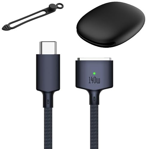 korllo USB C auf magnetisches 3-Ladekabel, 2 m, Mitternachtsschwarz, kompatibel mit MacBook Air (M2-Chip, 2022), MacBook Pro (14 Zoll, 16 Zoll, 2021 2023), 2 m, Typ-C auf Mag 3 140 W Ladekabel