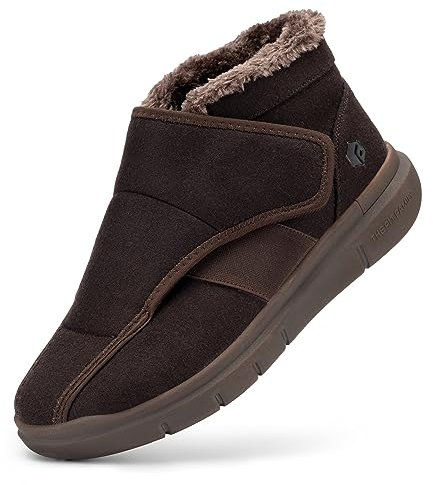 FitVille Winterstiefer Damen Extra Weit Winterschuhe mit Klettverschluss Warme Winterboots Pflegeschuhe Gefütterte Seniorenschuhe Rutschfeste Winter Shoes Gesundheitschuhe Braun EU 39 Weit