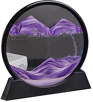 Axaooqeld Paysage de sable, Image d'art de sable en mouvement, Sablier rond, Paysage de sable de montagne 3D, Affichage du mouvement, Sable qui coule, Peinture-Violet