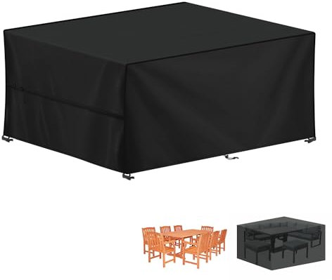 LAMUNI Housse pour Mobilier de Jardin, 420D Oxford Bâche Table de Jardin, Imperméable Housse Table Jardin Bache de Protection Exterieur Salon de Jardin pour Table, Chaise et Canapé, 200x140x90cm