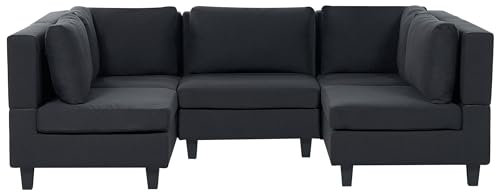 Beliani 5-Sitzer Wohnlandschaft Stoffbezug schwarz U-förmig modular modern Unstad