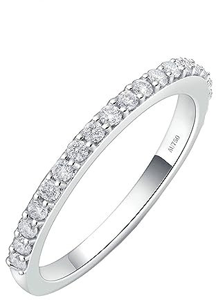 Whoiy Ehering Weisgold 750, Damen Verlobungsringe Labor Diamant Hochzeit Ring Hochzeitsring Echtgold 18K für Frauen Gr 66 (21.0)