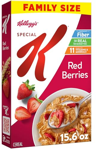 Kellogg's Special K Céréales pour petit-déjeuner, céréales en fibres, petit-déjeuner familial, taille familiale, baies rouges, boîte de 442,3 g (1 boîte)