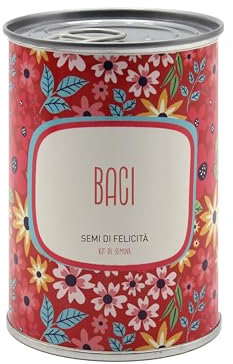 Kit di Coltivazione di Fiori da Regalare con Messaggio - Regalo di Compleanno per Donna e Uomo Regalo Originale Amici Famiglia Feste - Facilissimo da Usare - 100% Realizzato in Europa (Baci)