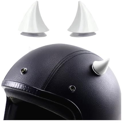 CGEAMDY 2 Stück Motorradhelm Hörner, Gummi Motorradhelm Hörner Dekoration, Motorradzubehör Fahrradhelm Hörner Dekoration Mit Saugnäpfen, Helmdekoration(Weiß)
