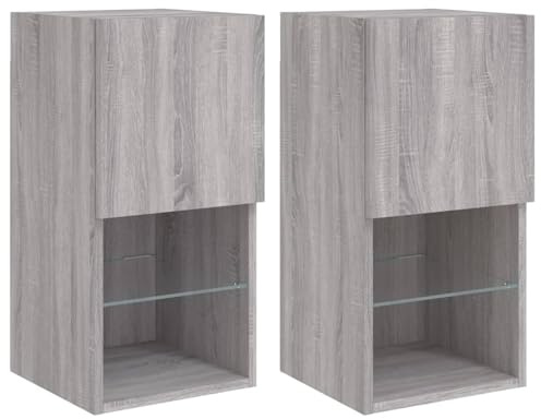 Homgoday LED TV-Schrank mit Regal, Holzwerkstoff, Grau Sonoma, 30,5x30x60 cm - Wandmontage, für Wohnzimmer Model836998